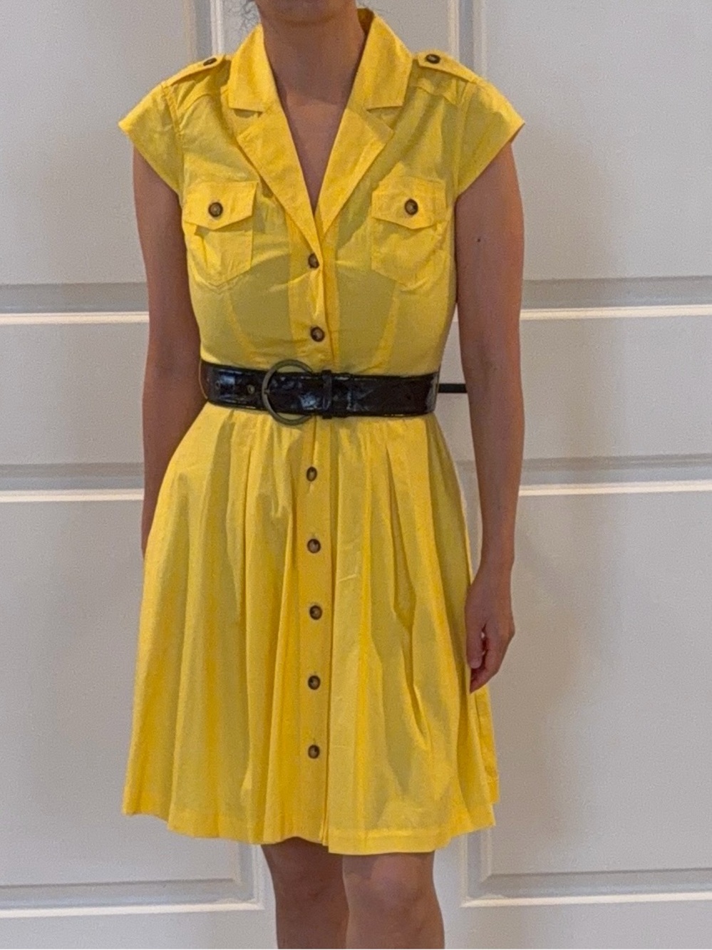 BCX Yellow Button-Front Dress
